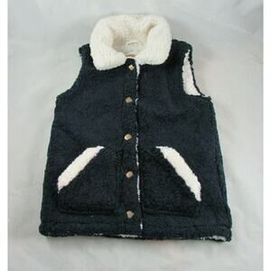 Mud Pie Sherpa Fleece Vest Child Size 4T 5T Large Snap Button Blue New NWT